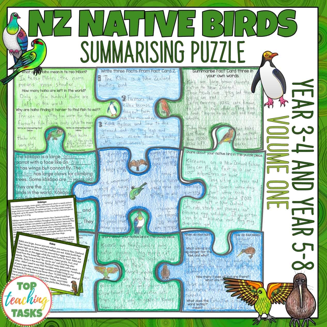 New Zealand Native Birds Reading Comprehension Activity Volume 1 Top Teaching Tasks
