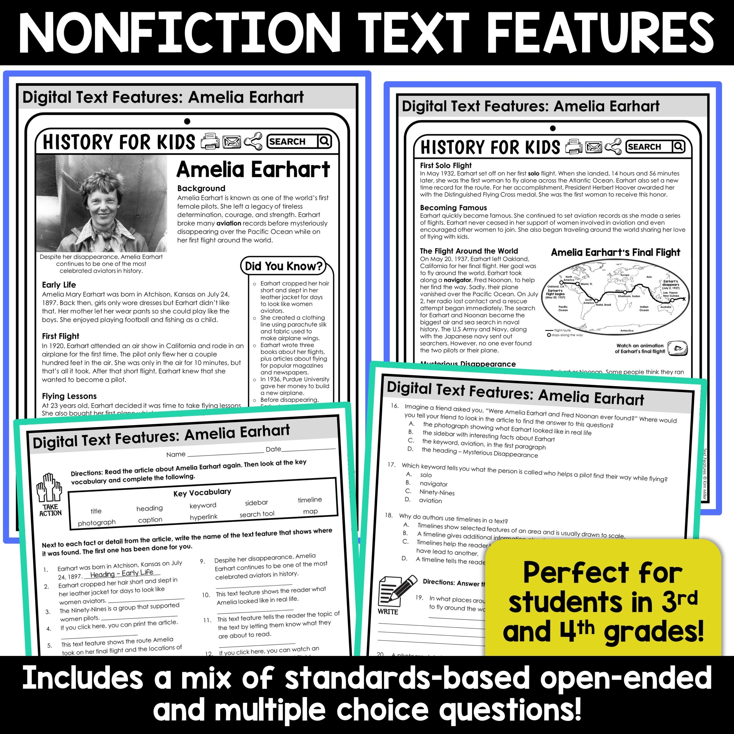 Reading Comprehension Using Text Features Worksheets