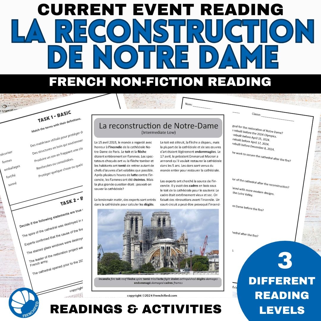 Notre Dame Reconstruction Differentiated French Reading Comprehension