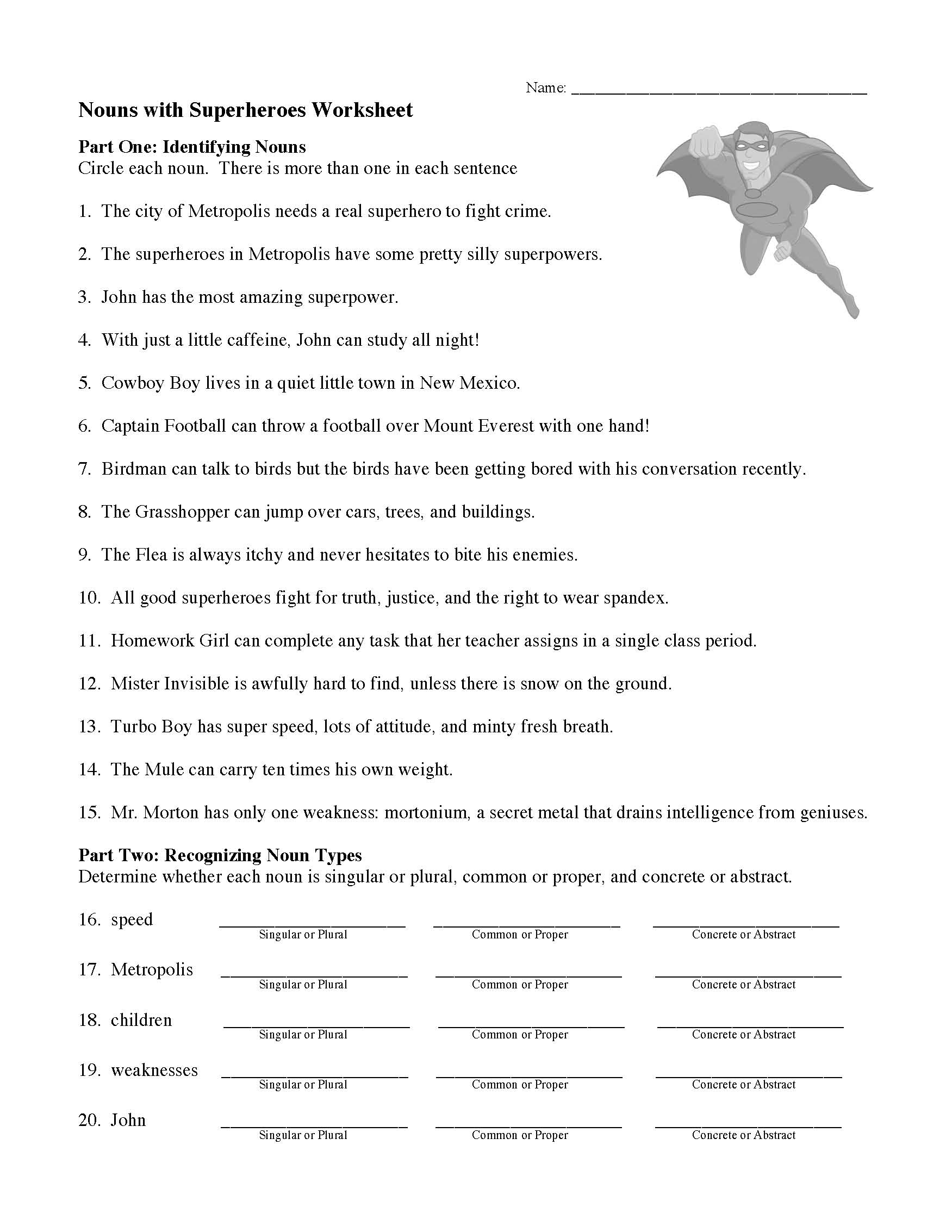 Superheroes Reading Comprehension Worksheets