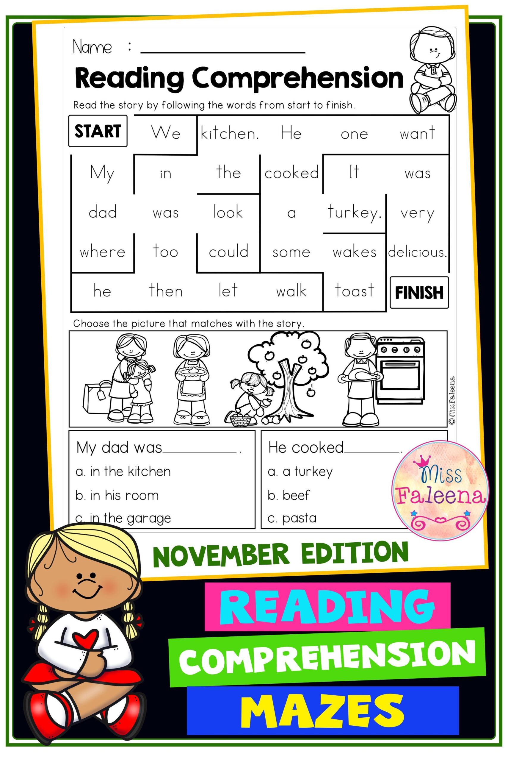 November Reading Comprehension Mazes