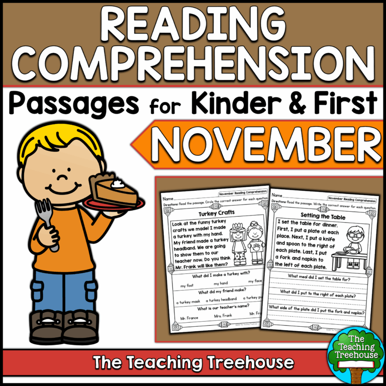 November Reading Comprehension Passages For Kindergarten And First Grade Made By Teachers