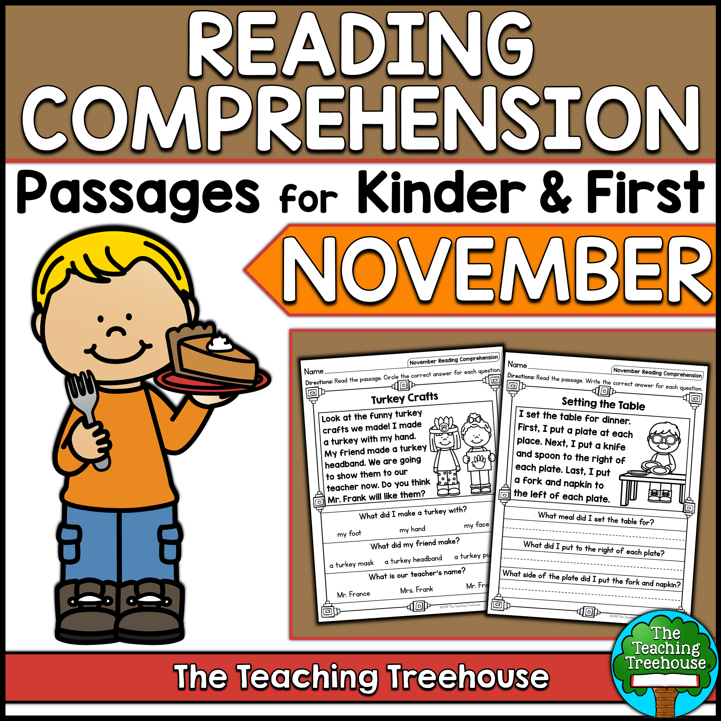 November Reading Comprehension Passages For Kindergarten And First Grade Made By Teachers