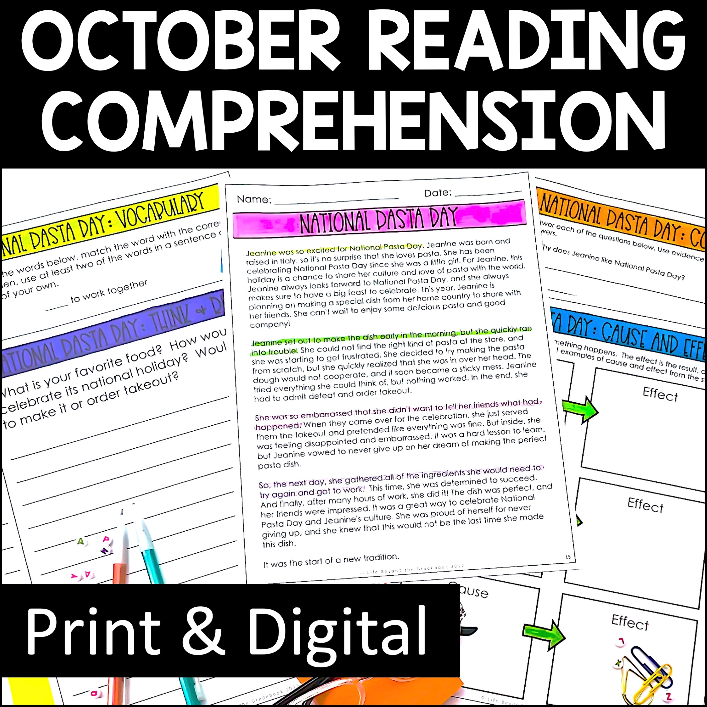 October Reading Comprehension Passages Monthly Reading Passages Made By Teachers