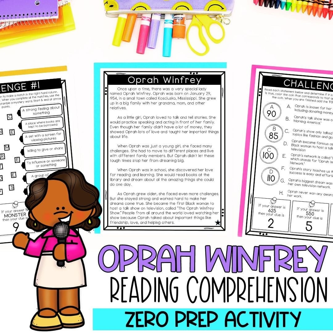 Oprah Winfrey Biography Reading Comprehension Passages Black 