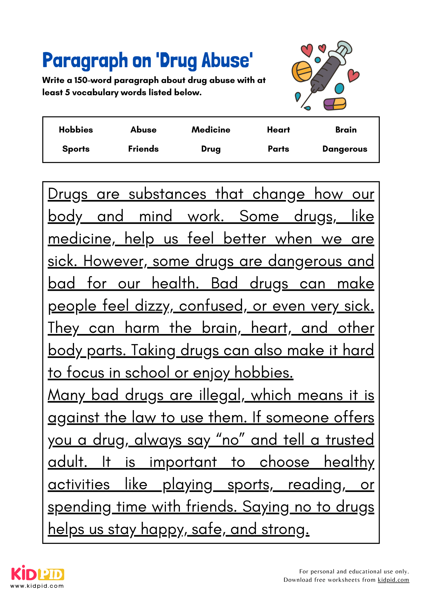Paragraph On Drug Abuse Kidpid