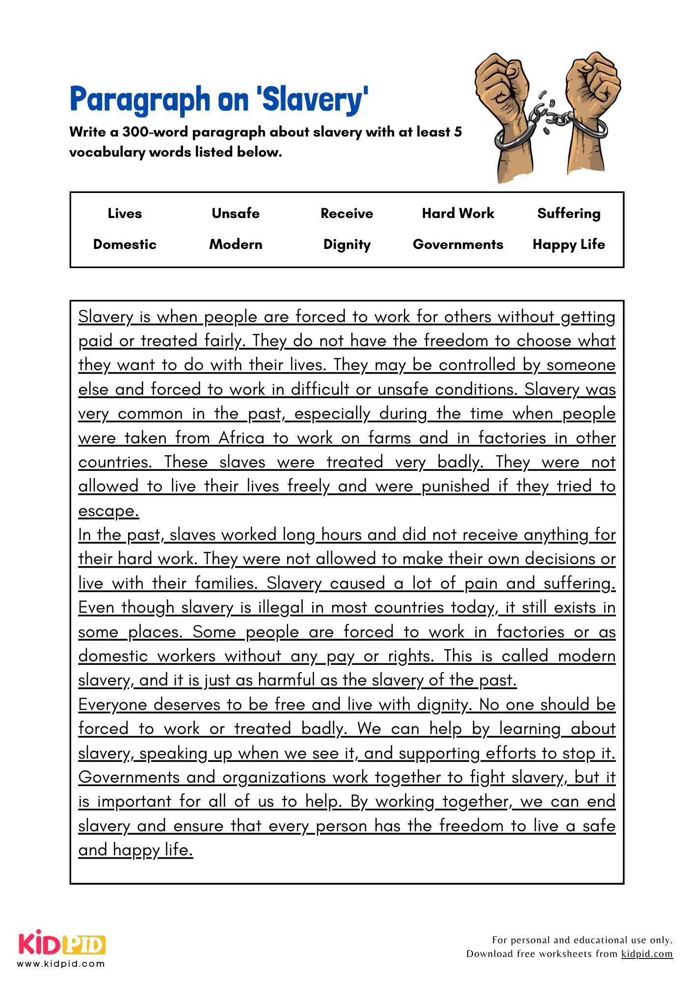 Paragraph On Slavery Kidpid
