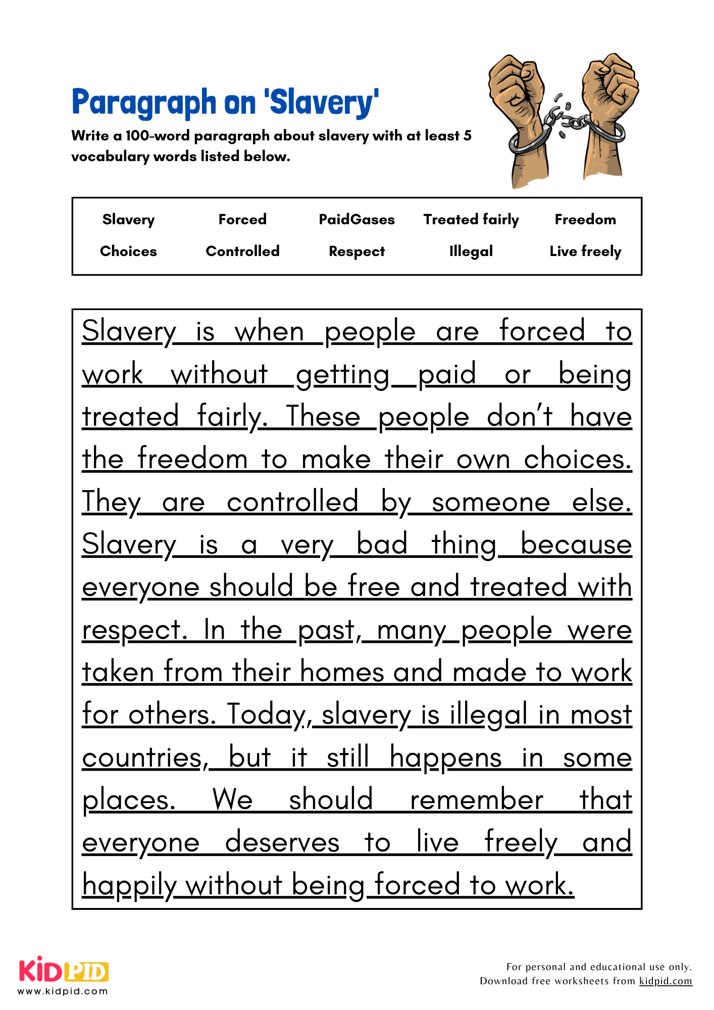Paragraph On Slavery Kidpid