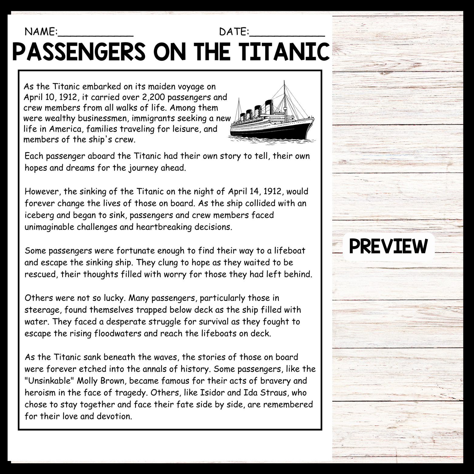 PASSENGERS ON THE TITANIC