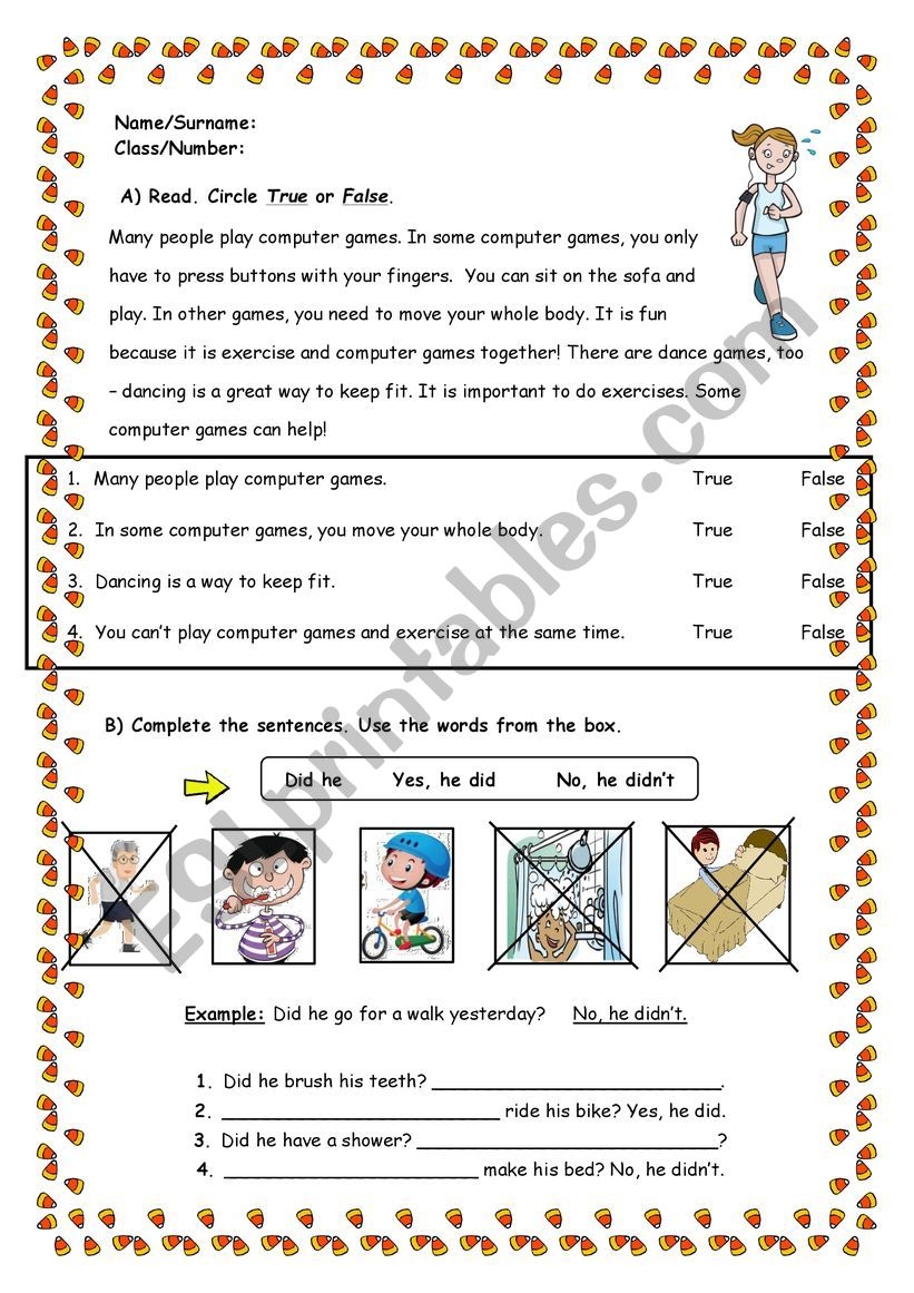 Past Tense Regular U0026 Reading Comprehension ESL Worksheet By Nurthenglishteacher