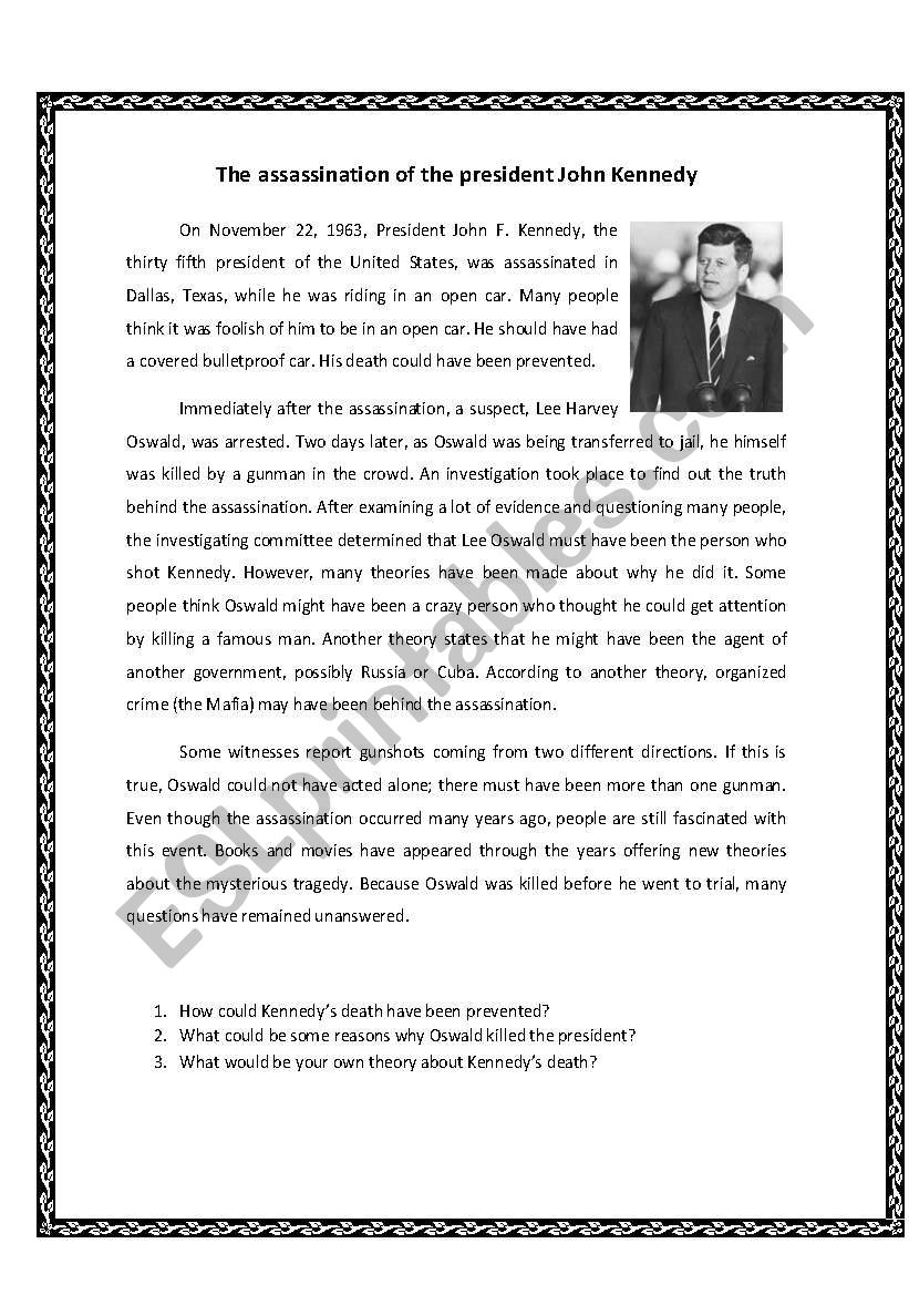 Perfect Modals The Assassination Of John Kennedy ESL Worksheet By Marlon Arana