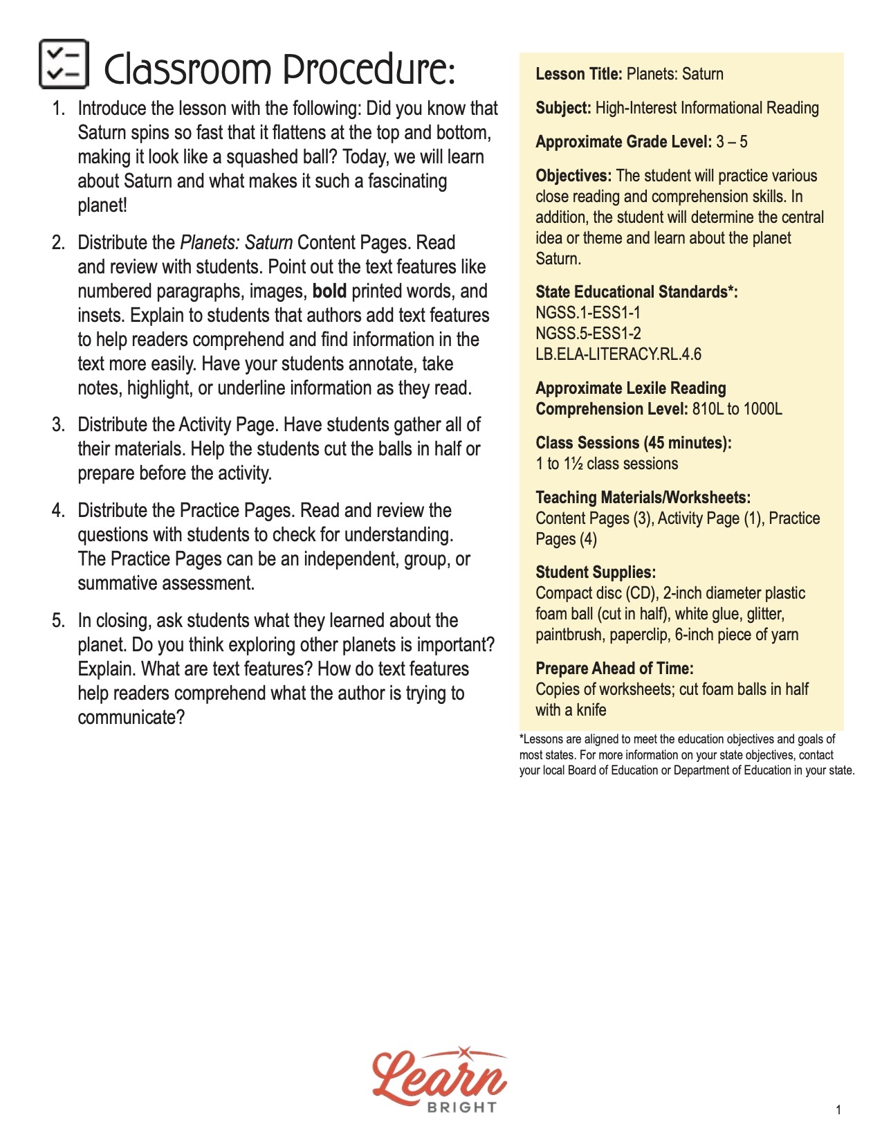 Planets Saturn Free PDF Download Learn Bright