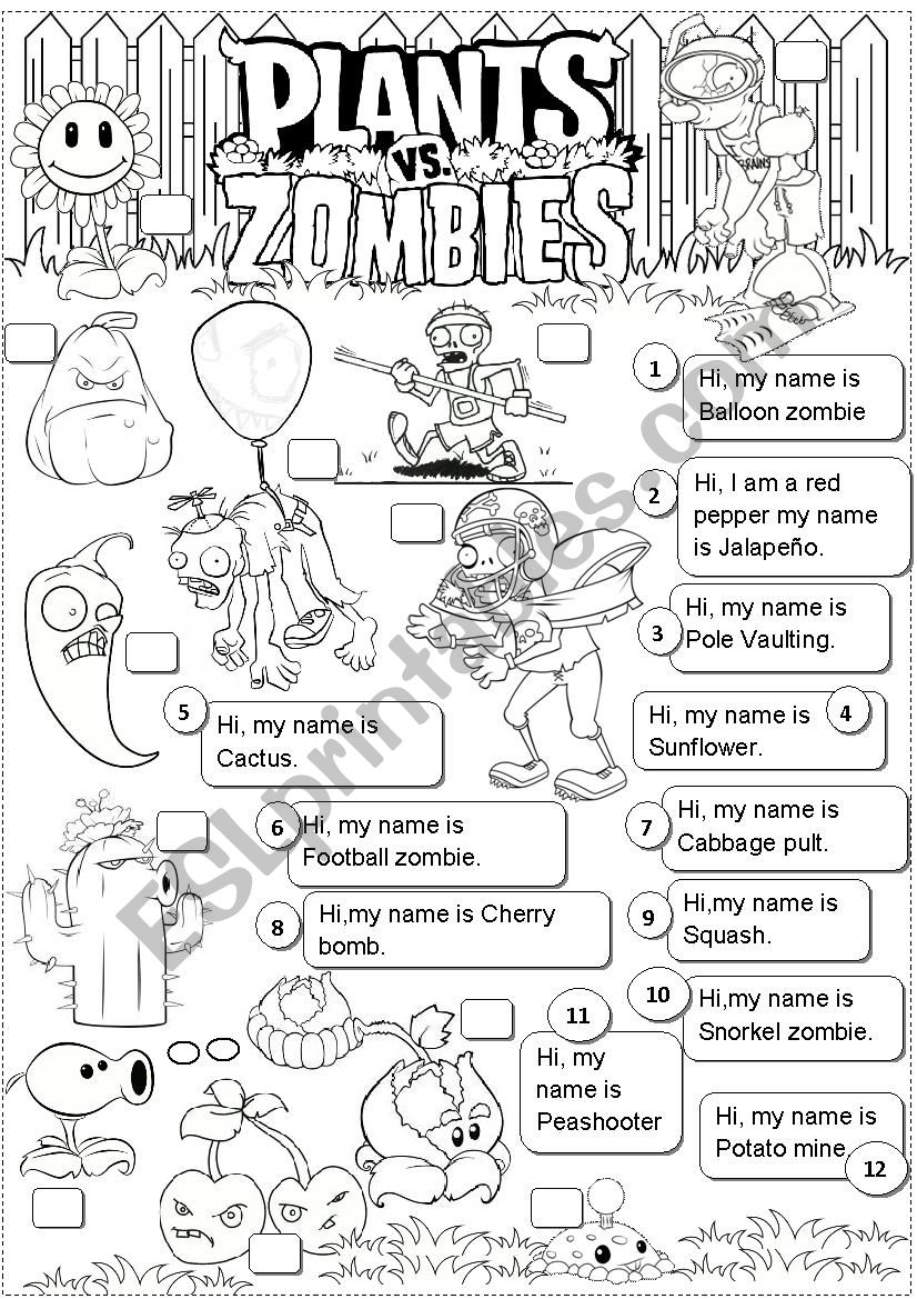 Plants Vs Zombies ESL Worksheet By Angelamoreyra