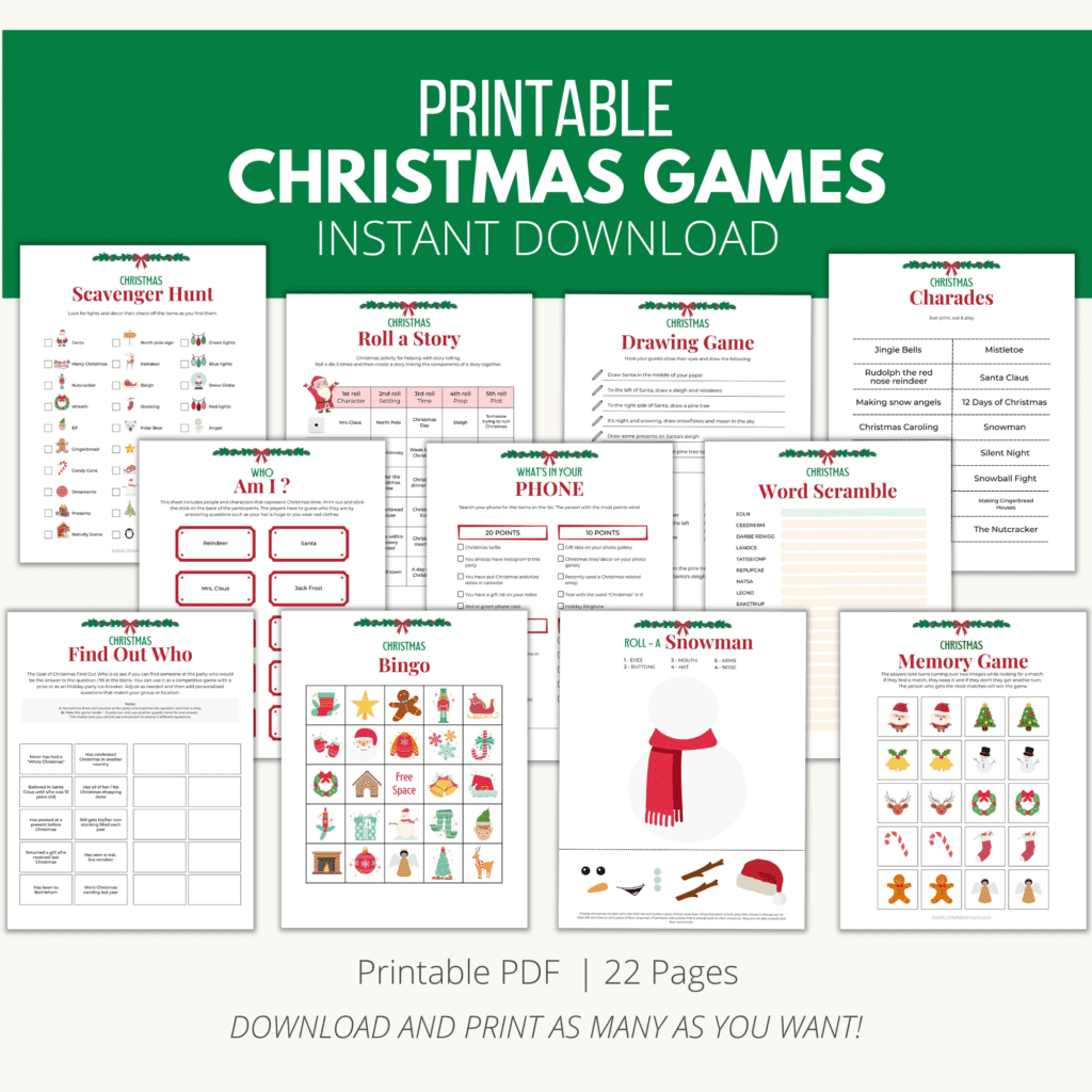 Printable Christmas Party Games Downloadable PDF Add A Little 