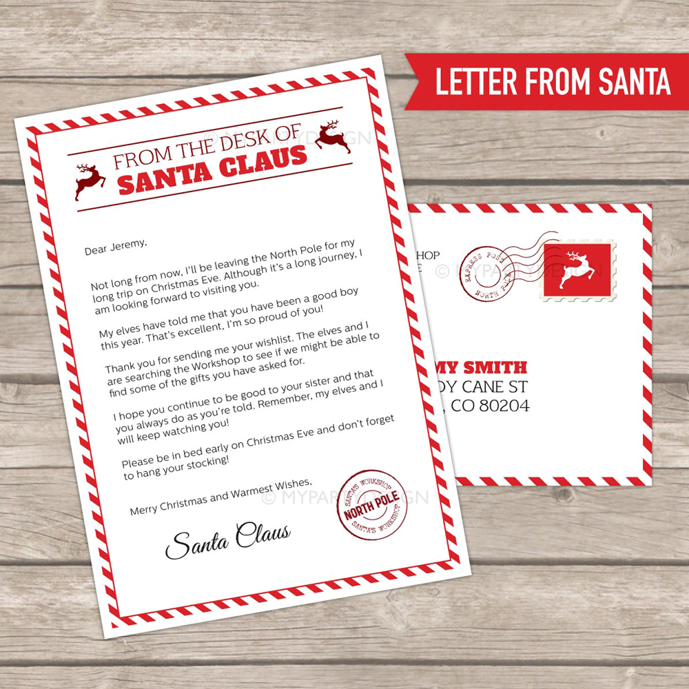 Printable Letter From Santa Kit With Envelope Template