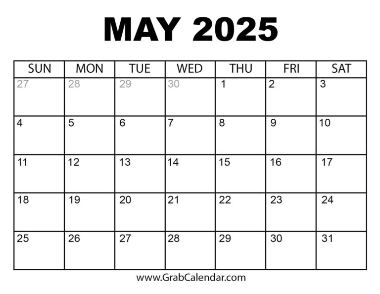 Printable May 2025 Calendar
