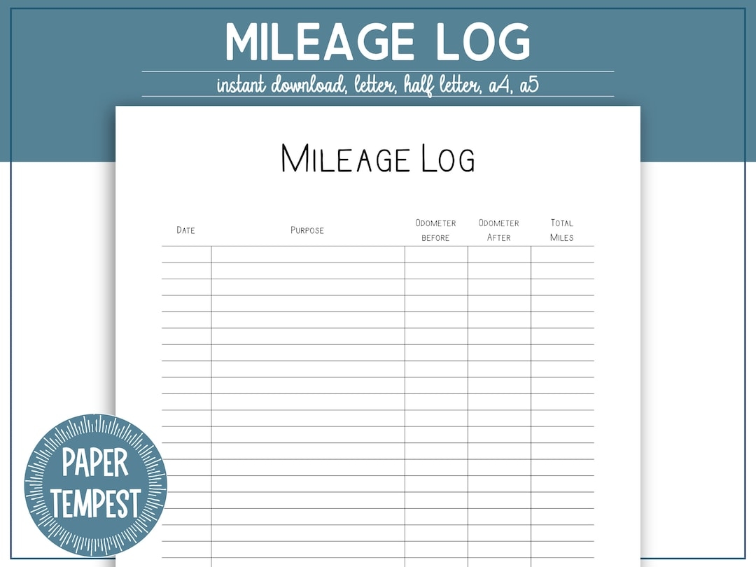 Printable Mileage Log Free