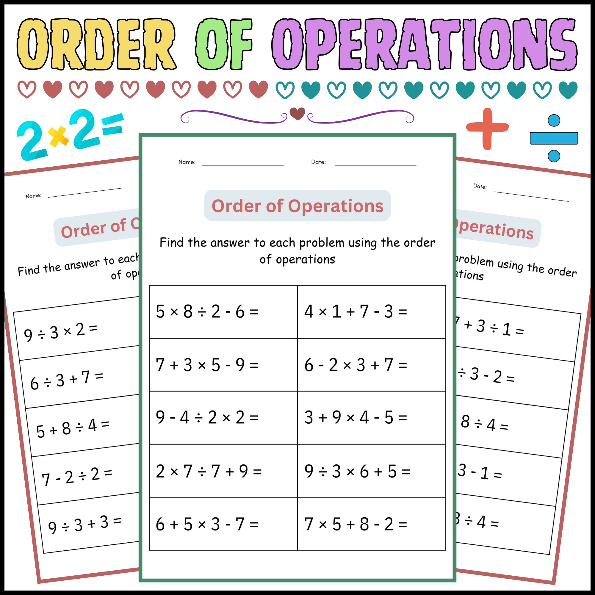 Printable Order Of Operations Digital Worksheets Activities For 