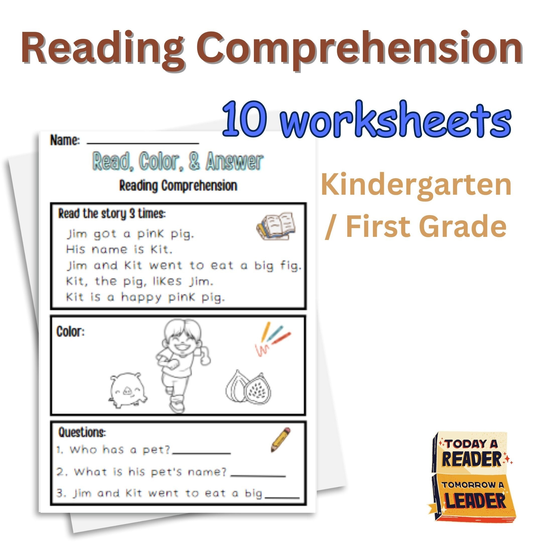 Printable Reading Comprehension 1st First Grade Preschool 