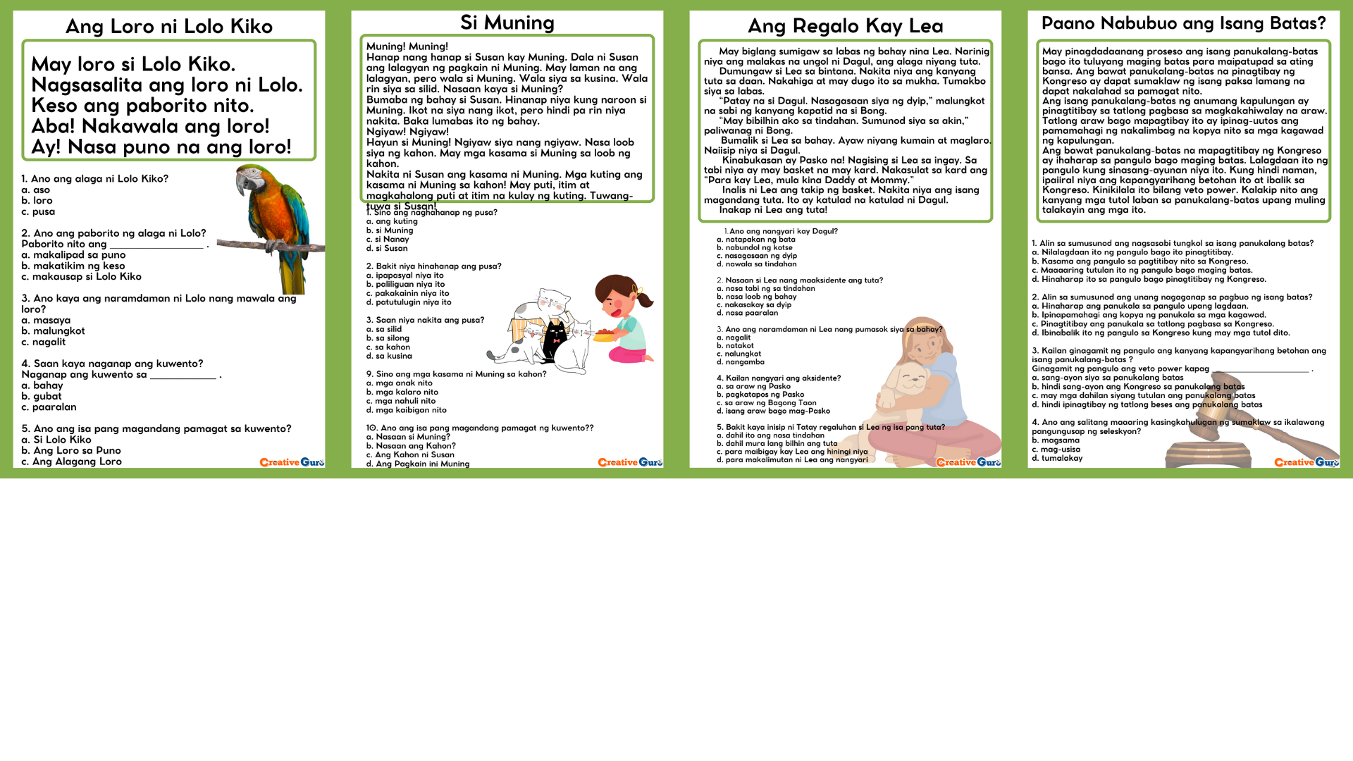 Printable Reading Materials PHIL IRI Stories Grade 4 Creative Guro