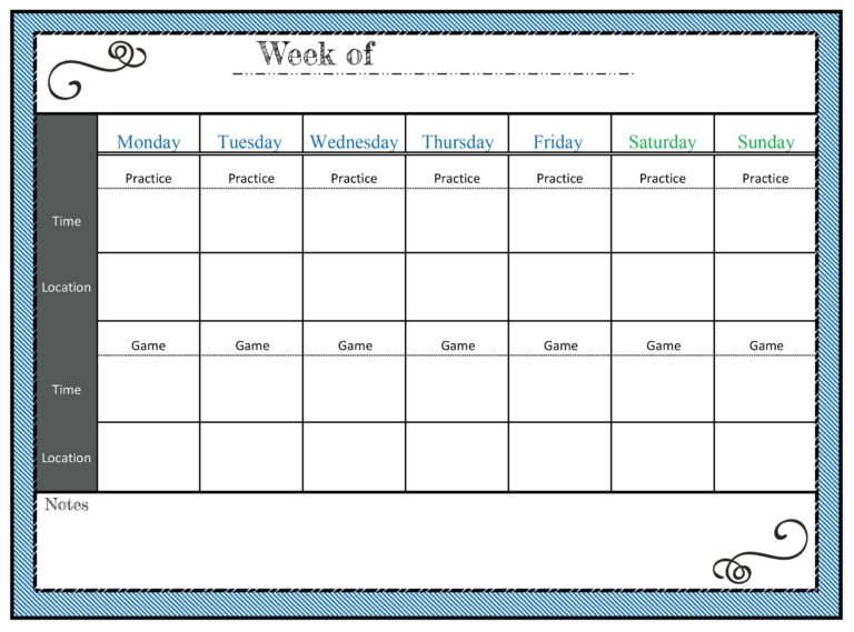 Printable Sports Schedule Etsy