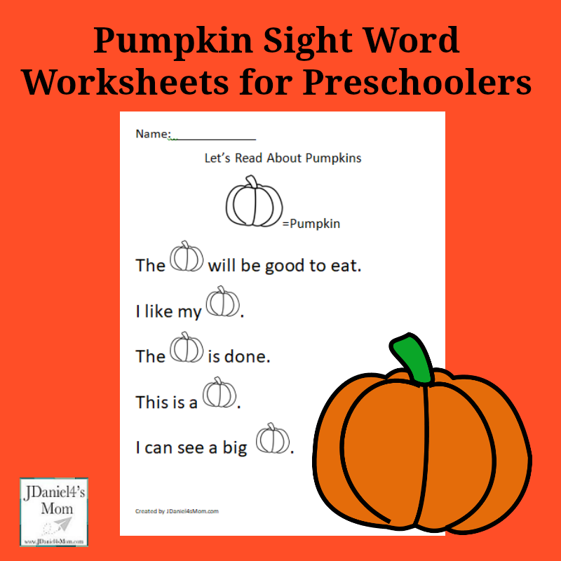 Pumpkin Sight Word Worksheets For Preschoolers