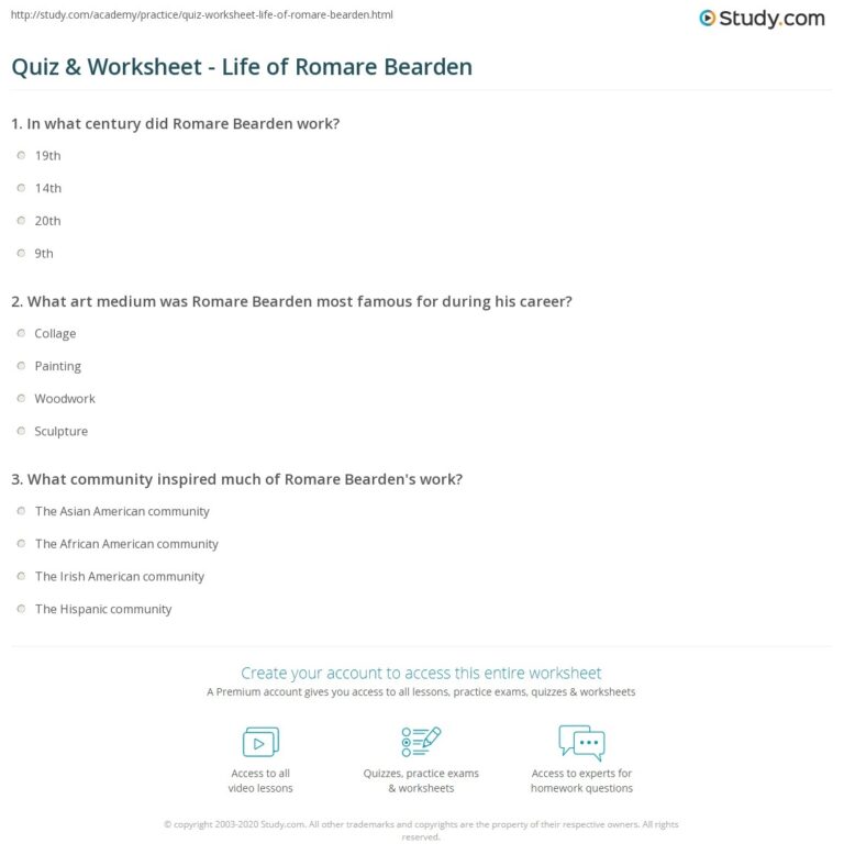 Quiz U0026 Worksheet Life Of Romare Bearden Study