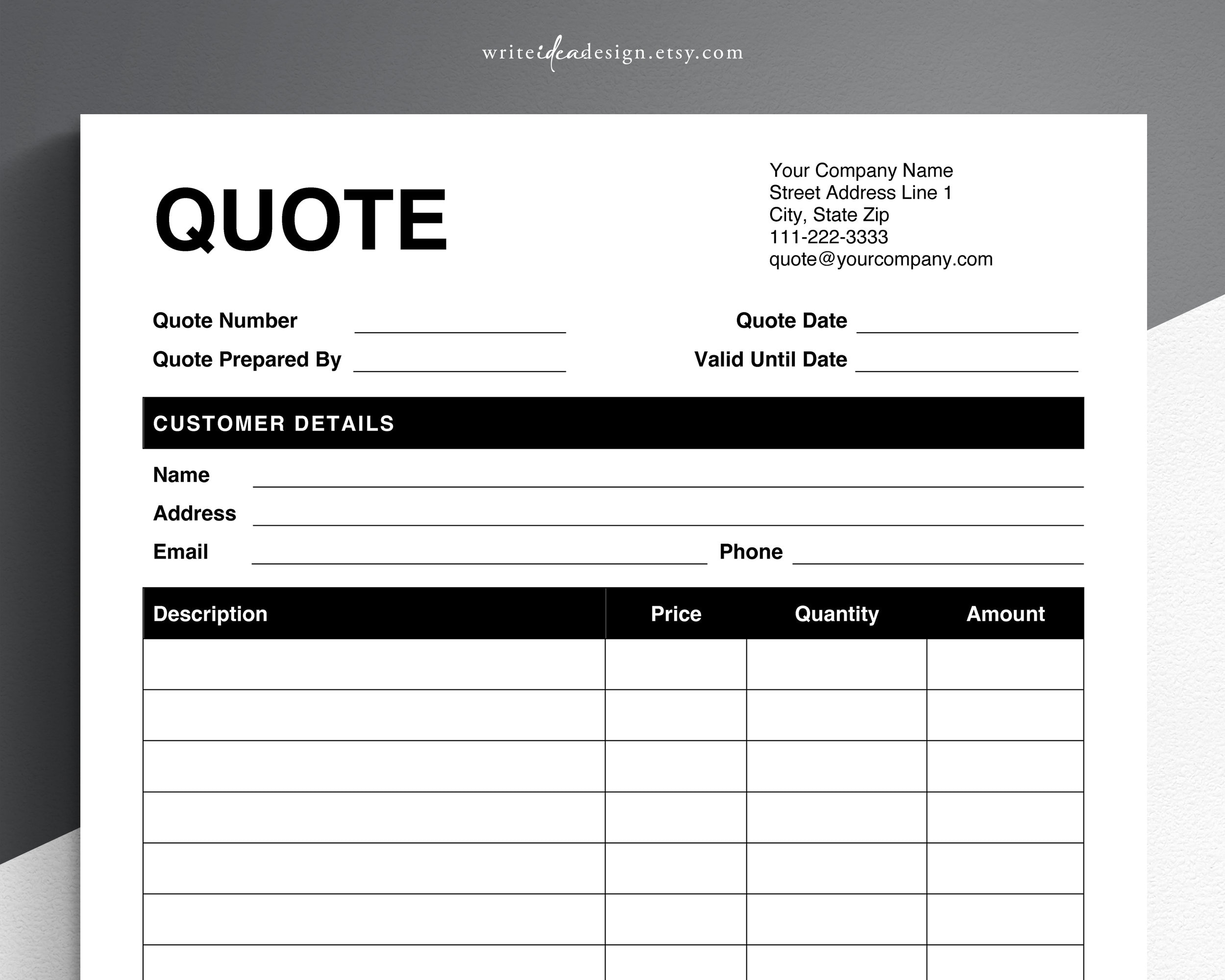 Quote Template Pdf google Docs microsoft Word Quote Form Job Quote Job Proposal Etsy UK