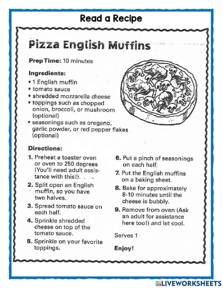 Read A Recipe Real Life Experiences Worksheet Live Worksheets Worksheets Library