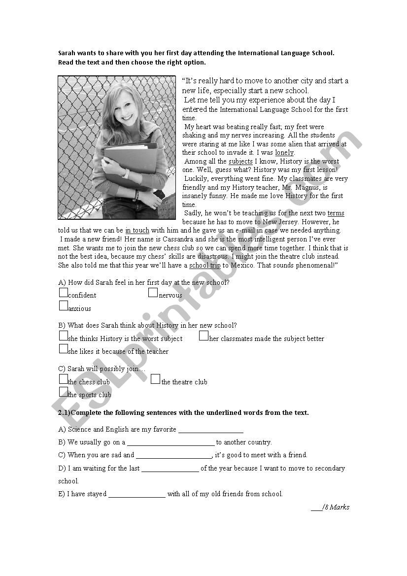Reading Comprehension Worksheets Secondary