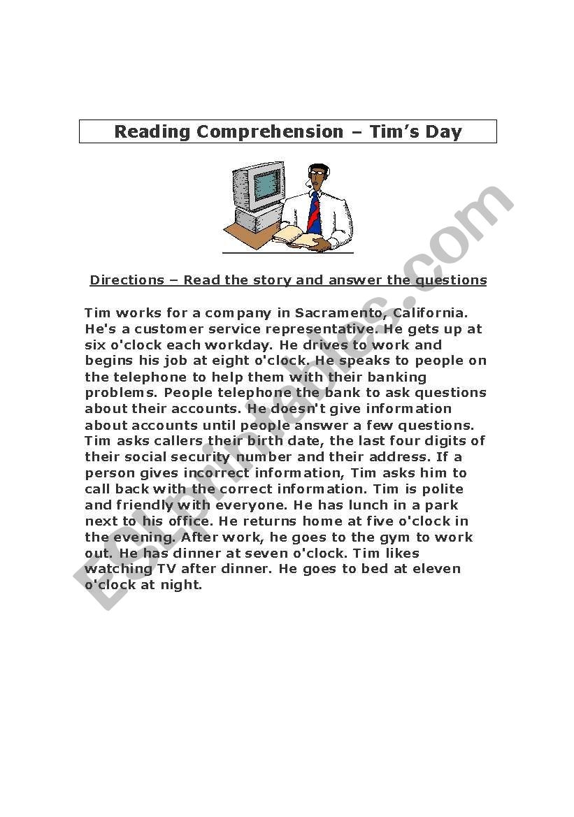 Reading Comprehension Exercise With Answer Sheet 