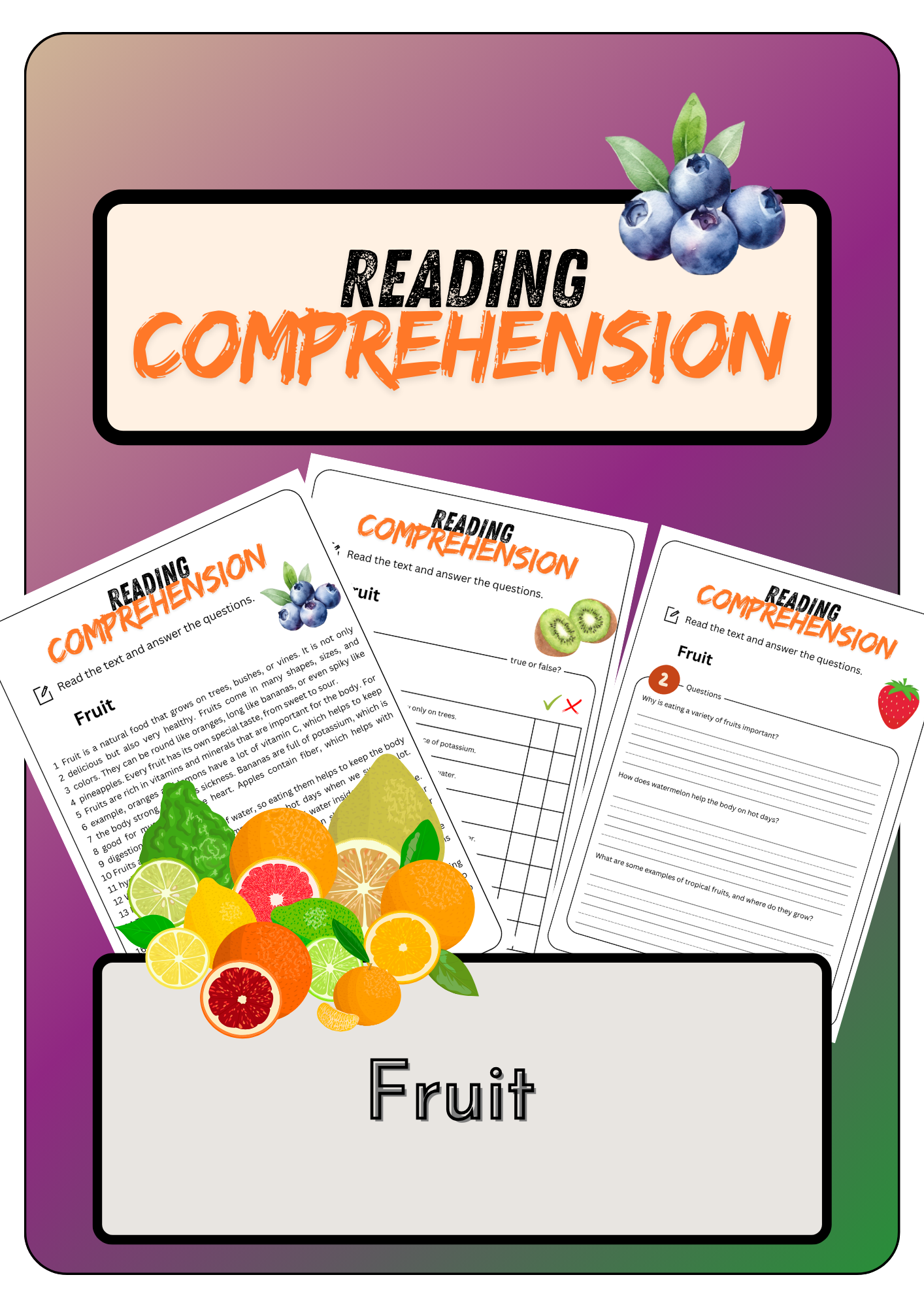 Reading Comprehension Fruit Solutions Made By Teachers