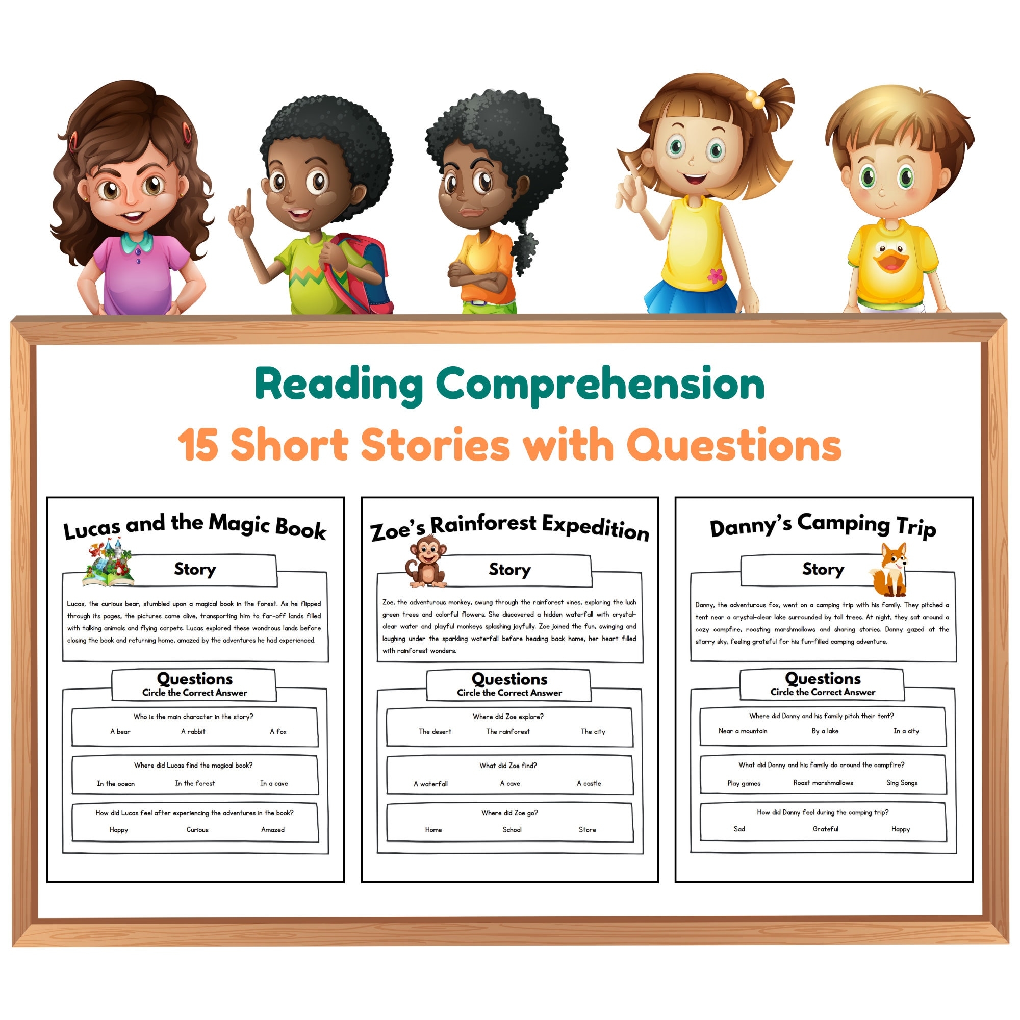 Reading Comprehension Kindergarten First Grade Short Stories Multiple Choice Questions Learning To Read