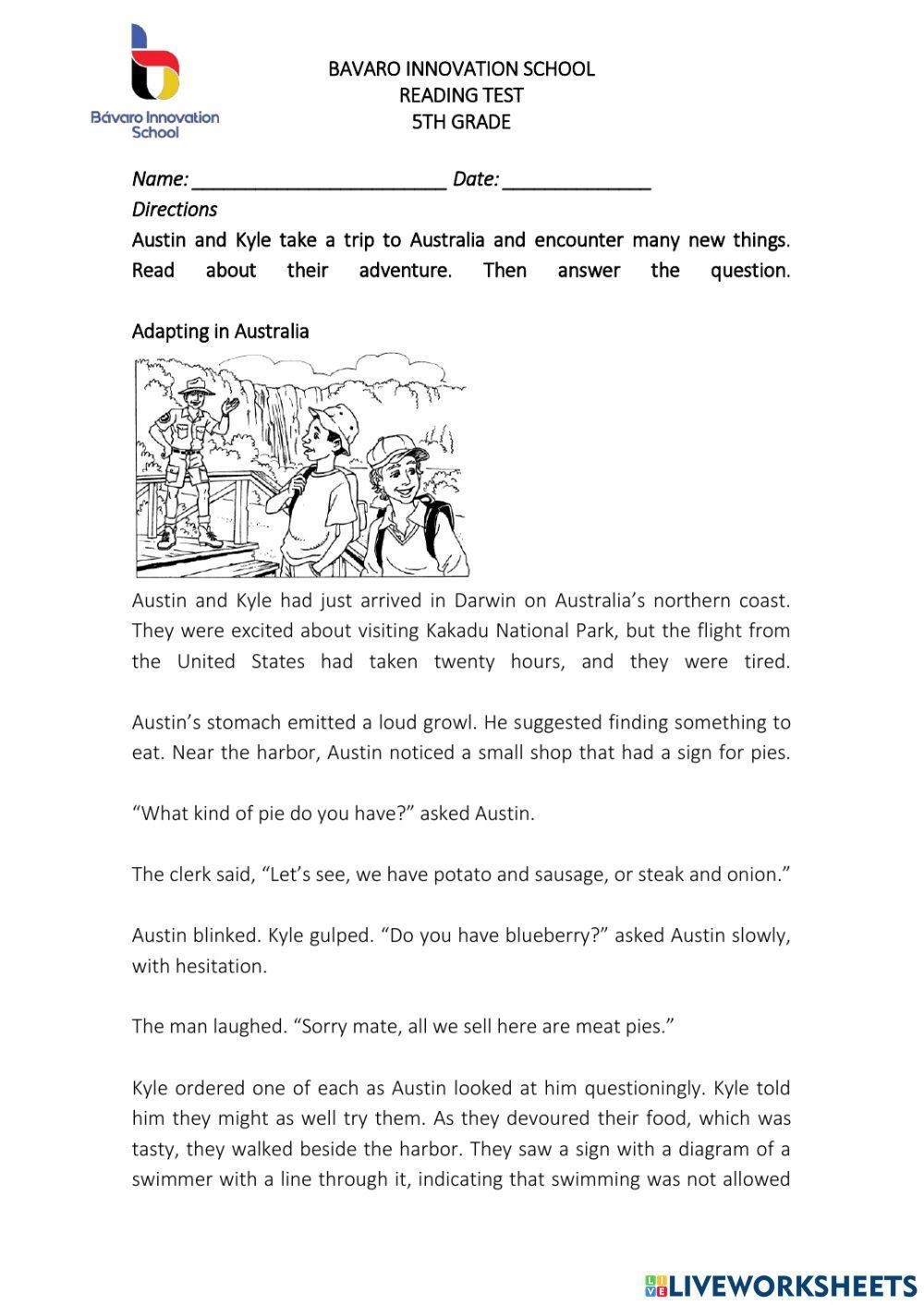 Reading Comprehension Printable Worksheets 7th Grade