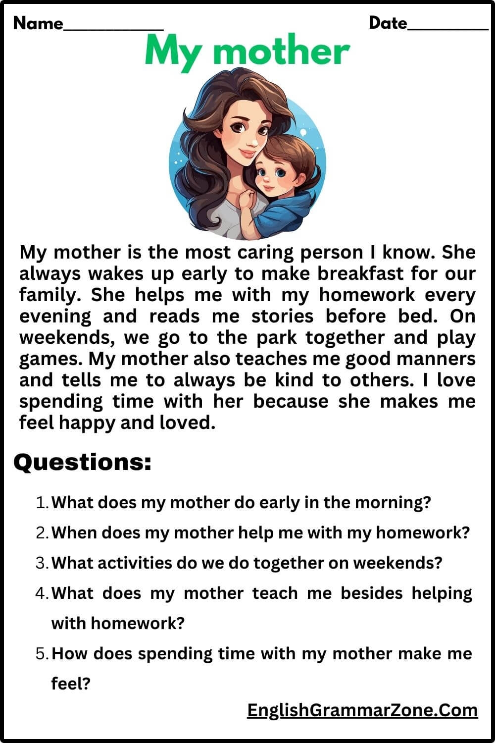 Reading Comprehension Worksheet Short Answer Pdf