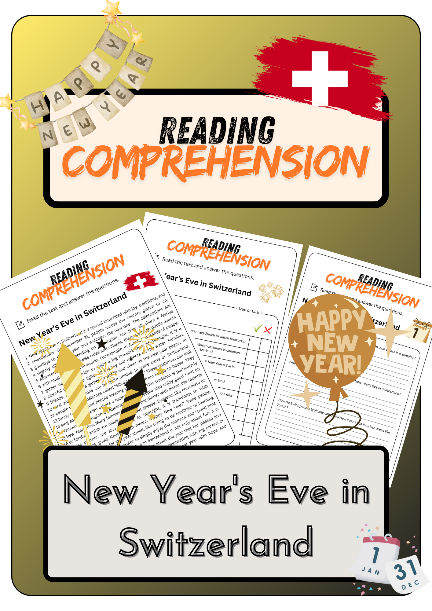 Reading Comprehension New Year s Eve In Switzerland Solutions Made By Teachers