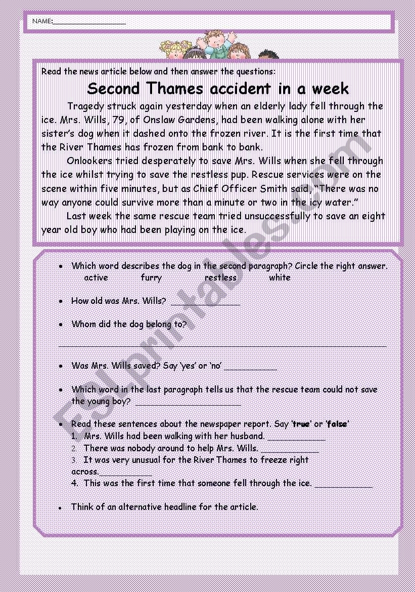 Reading Comprehension Worksheets Bbc