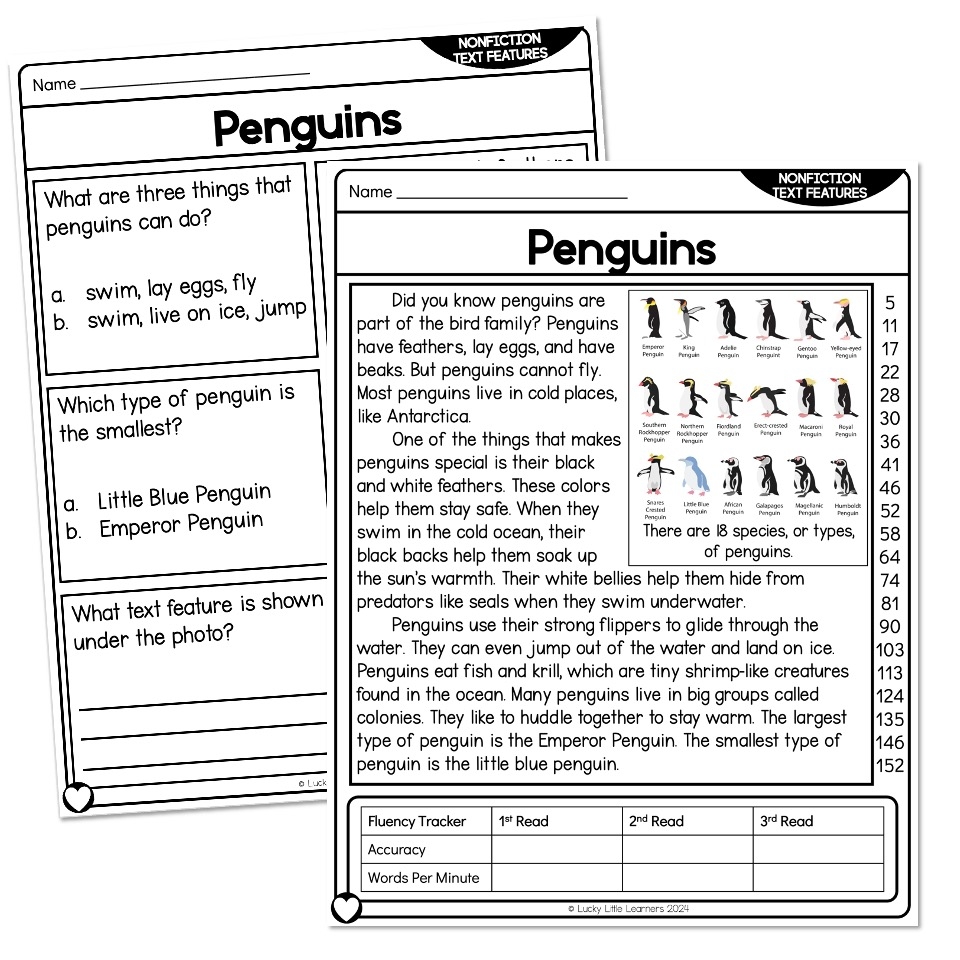 Reading Comprehension Passage Nonfiction Text Features 
