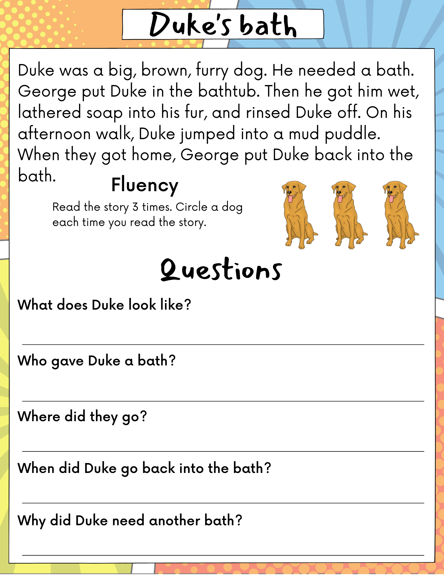 Reading Comprehension Passages 1st Shop Through 3rd