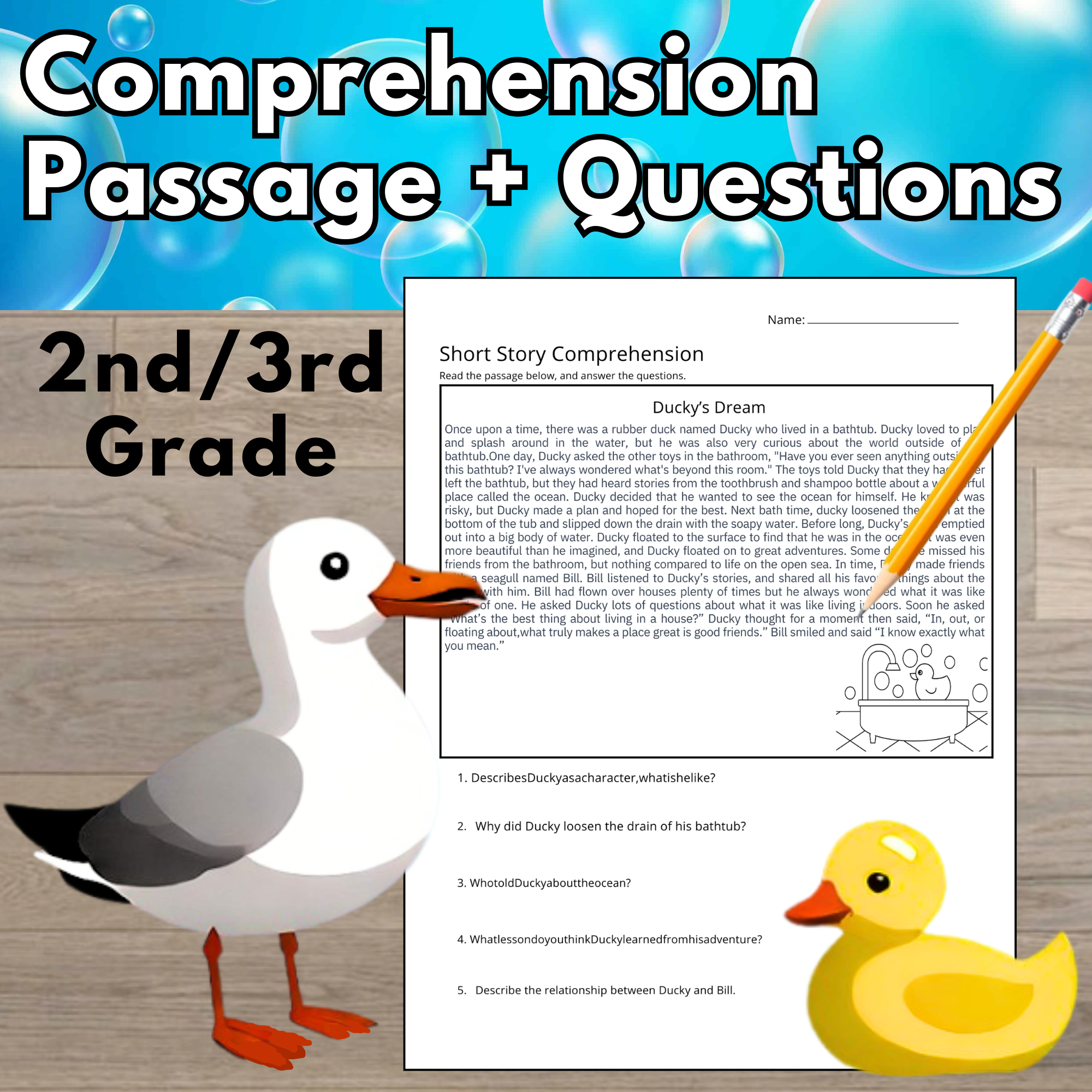 Reading Comprehension Worksheets 3rd Grade Fiction