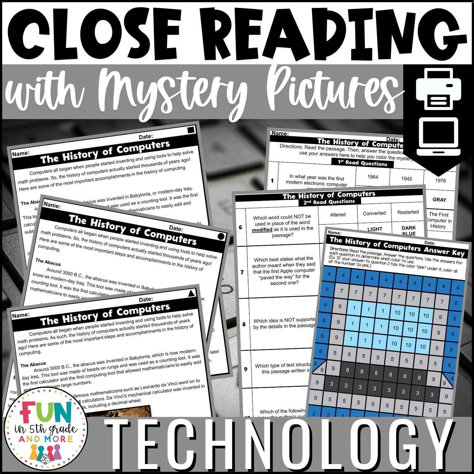 Reading Comprehension Passages With Mystery Pictures Technology Themed Fun In 5th Grade U0026 MORE