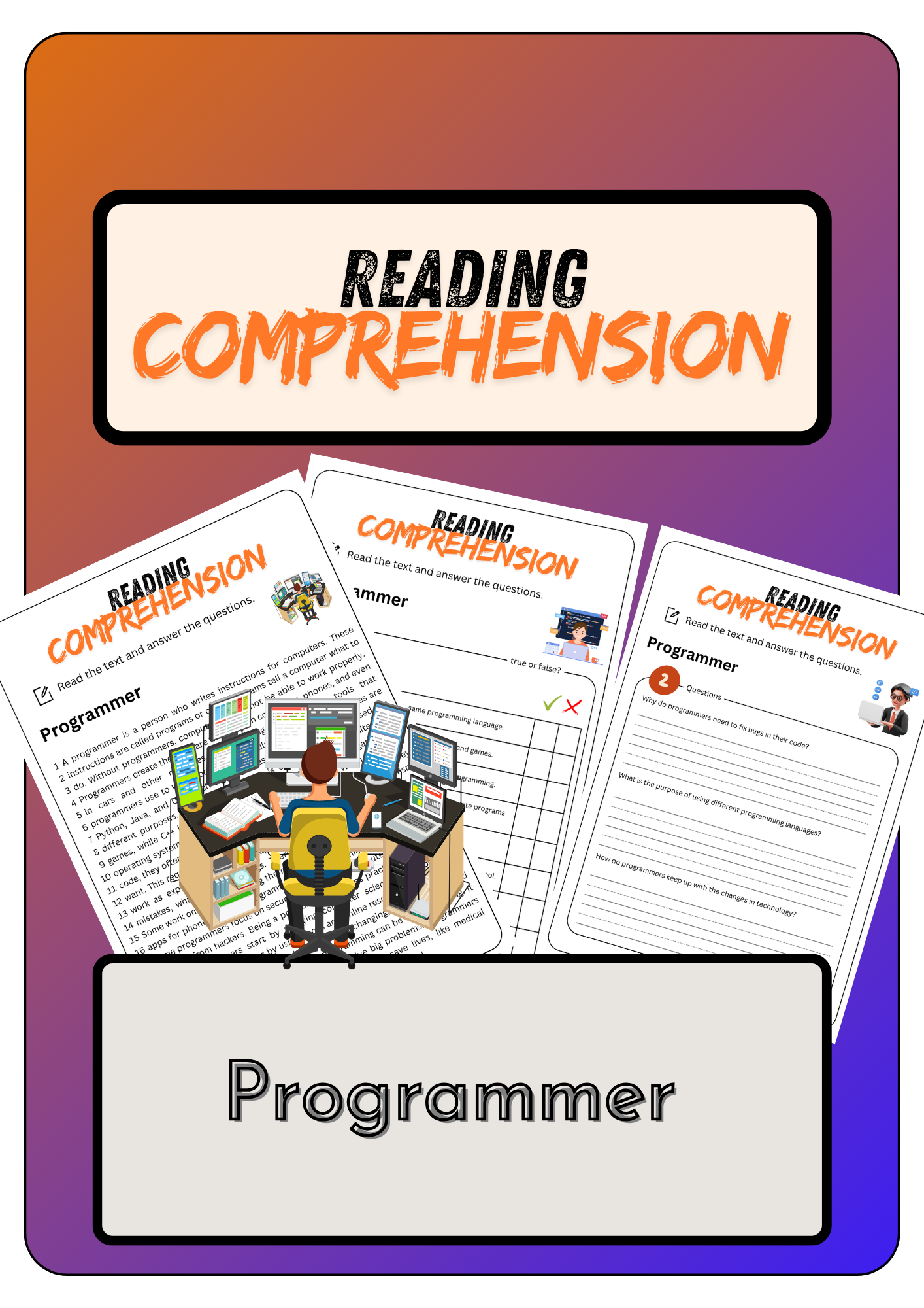 Reading Comprehension Worksheets About Computers
