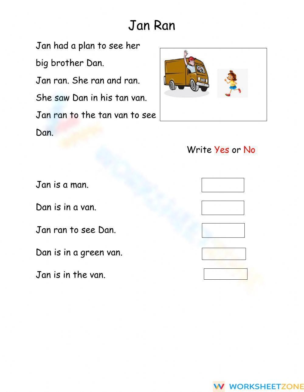 Reading Comprehension Reading Assessment Worksheet