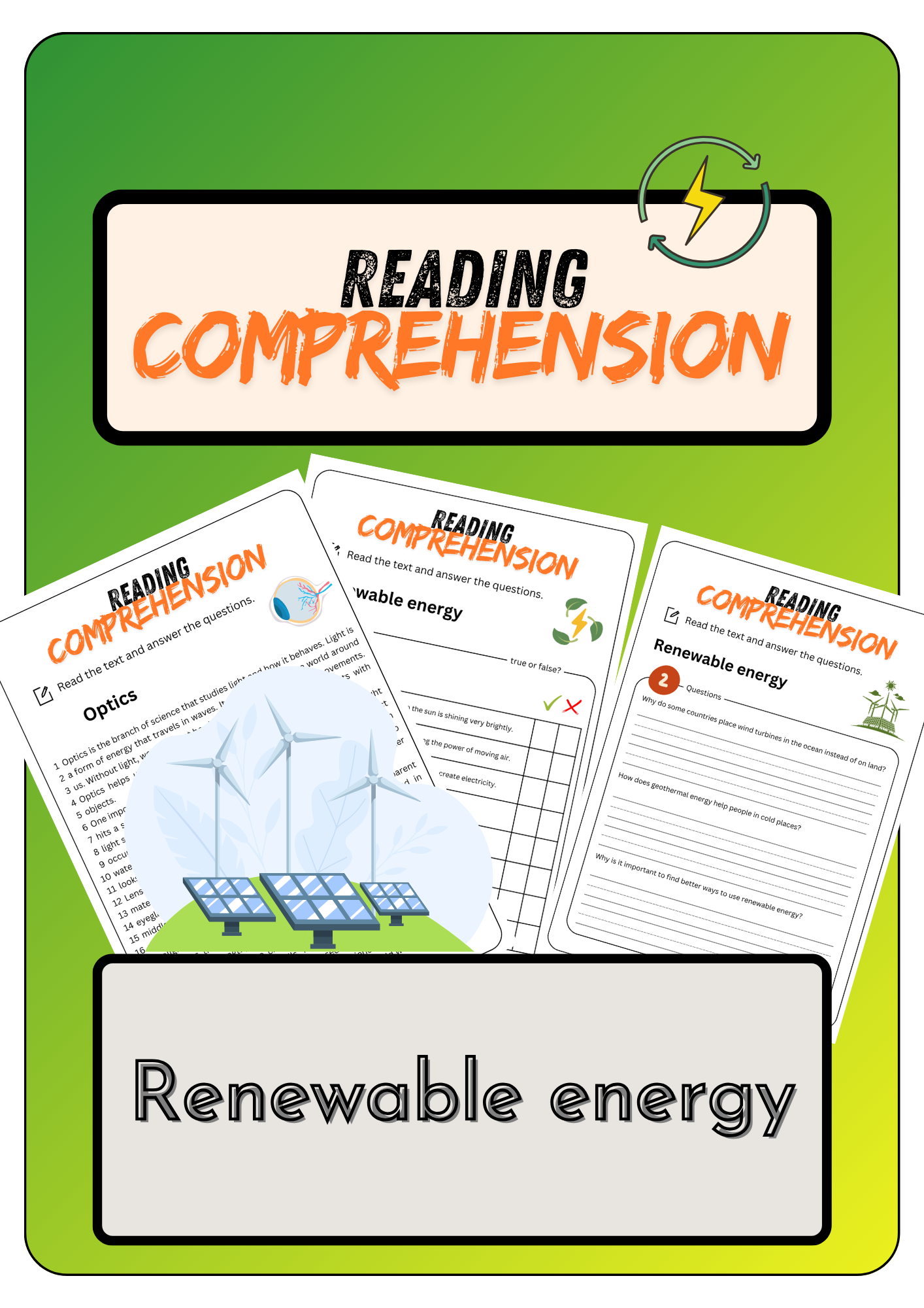 Reading Comprehension Renewable Energy Solutions Made By 