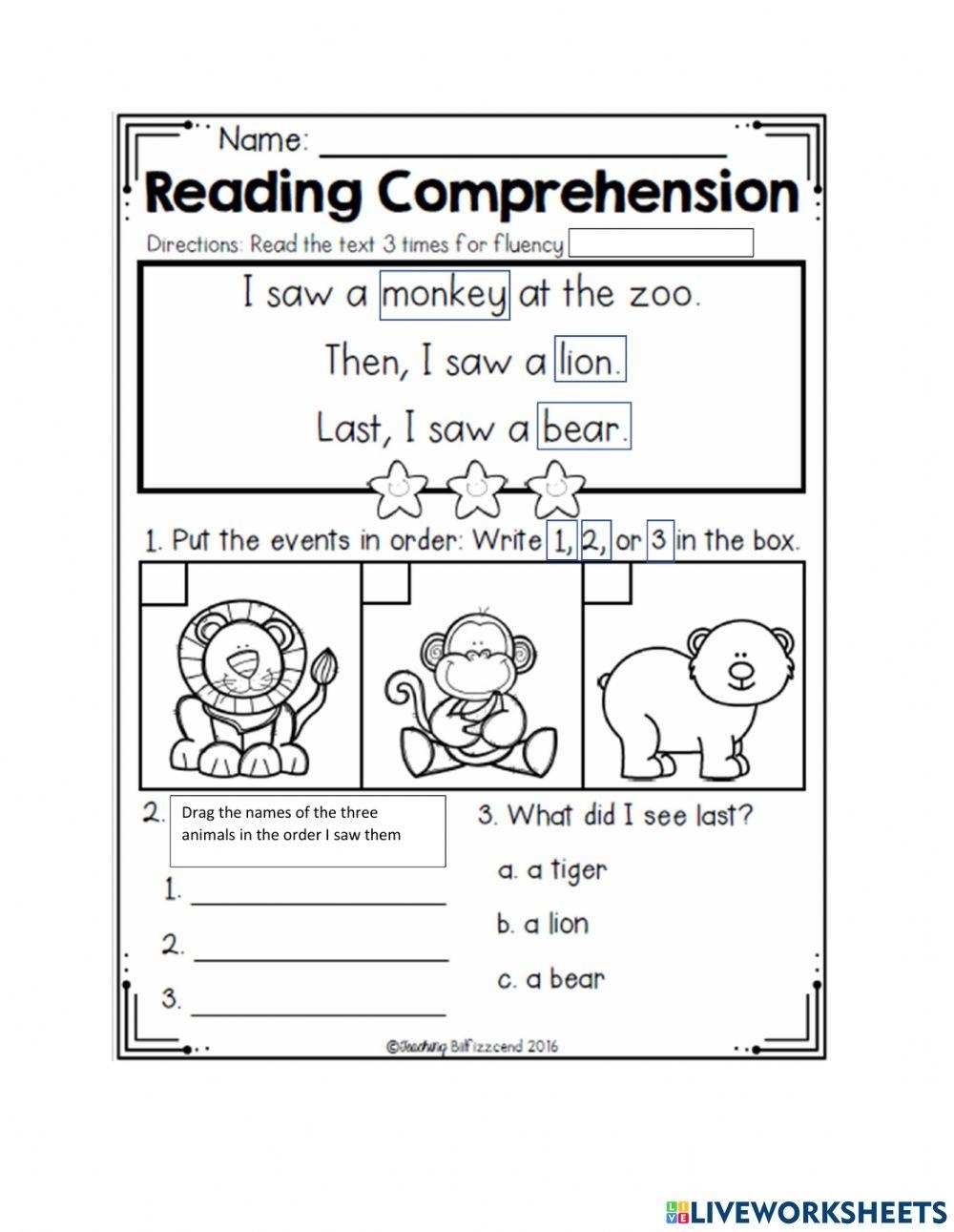 Reading Comprehension Sequencing Online Exercise For Live 