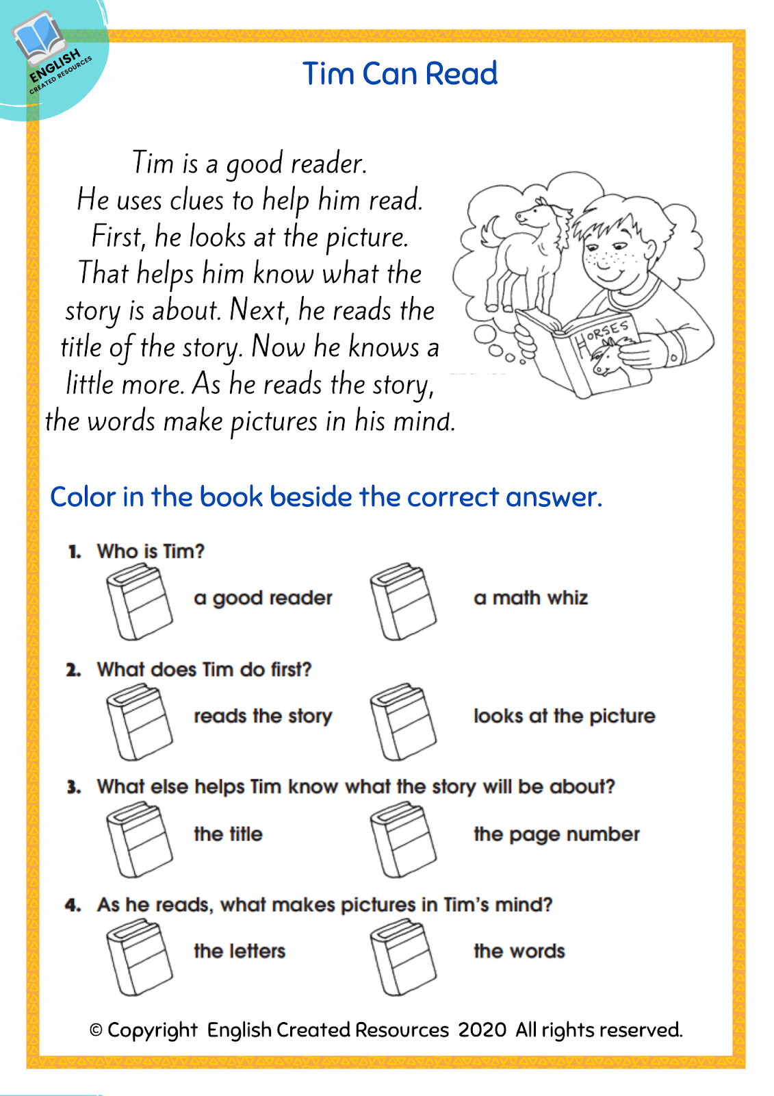 Reading Comprehension Success Grade 1 English Created Resources