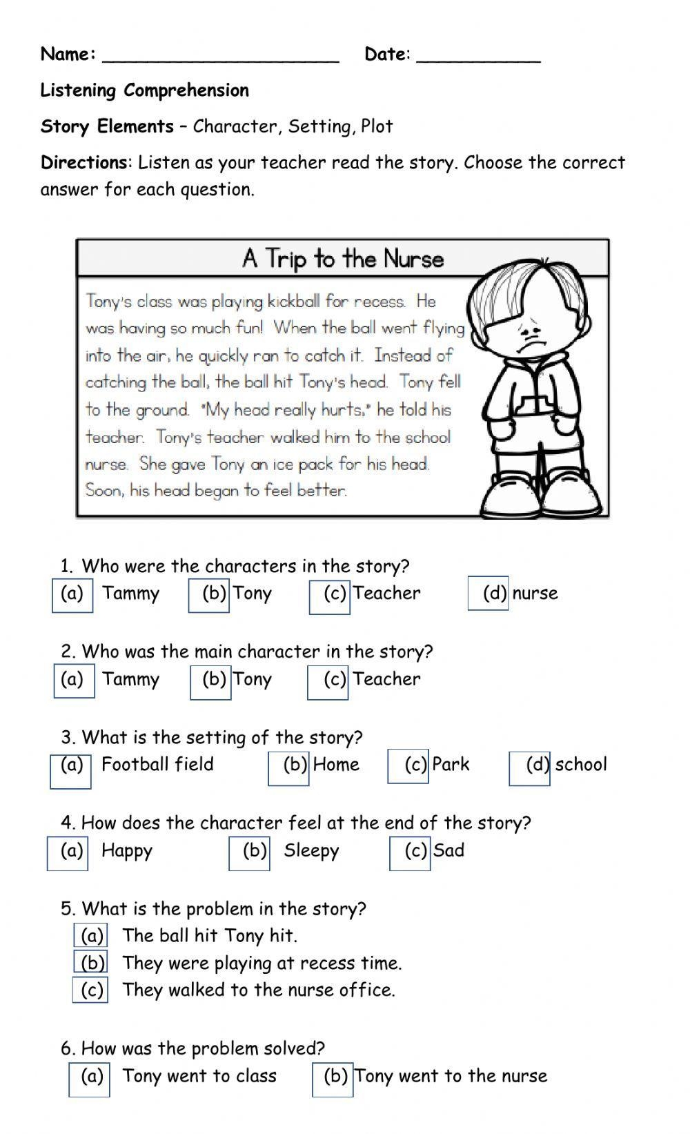Reading Comprehension Worksheet Are You Listening Worksheets Library