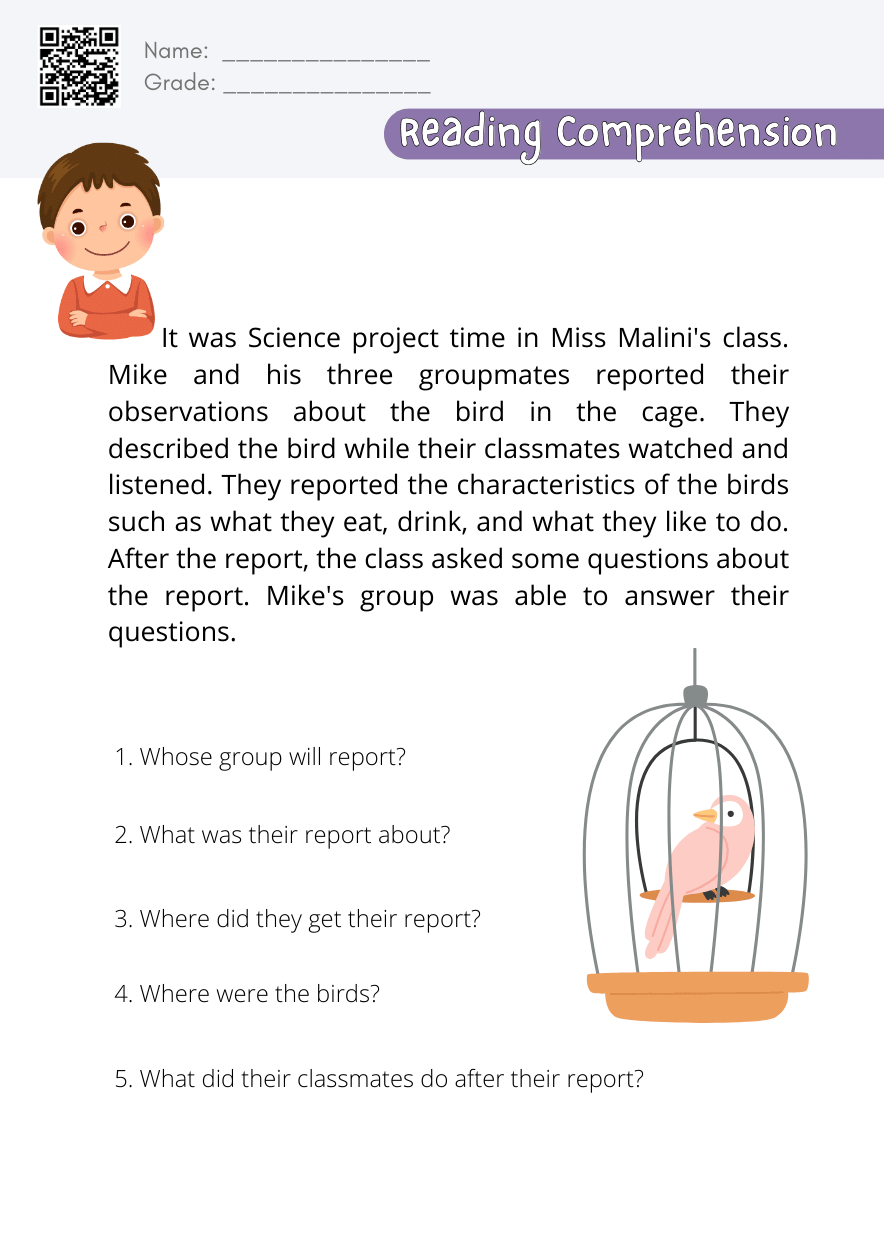 Reading Comprehension Worksheet By Subjects