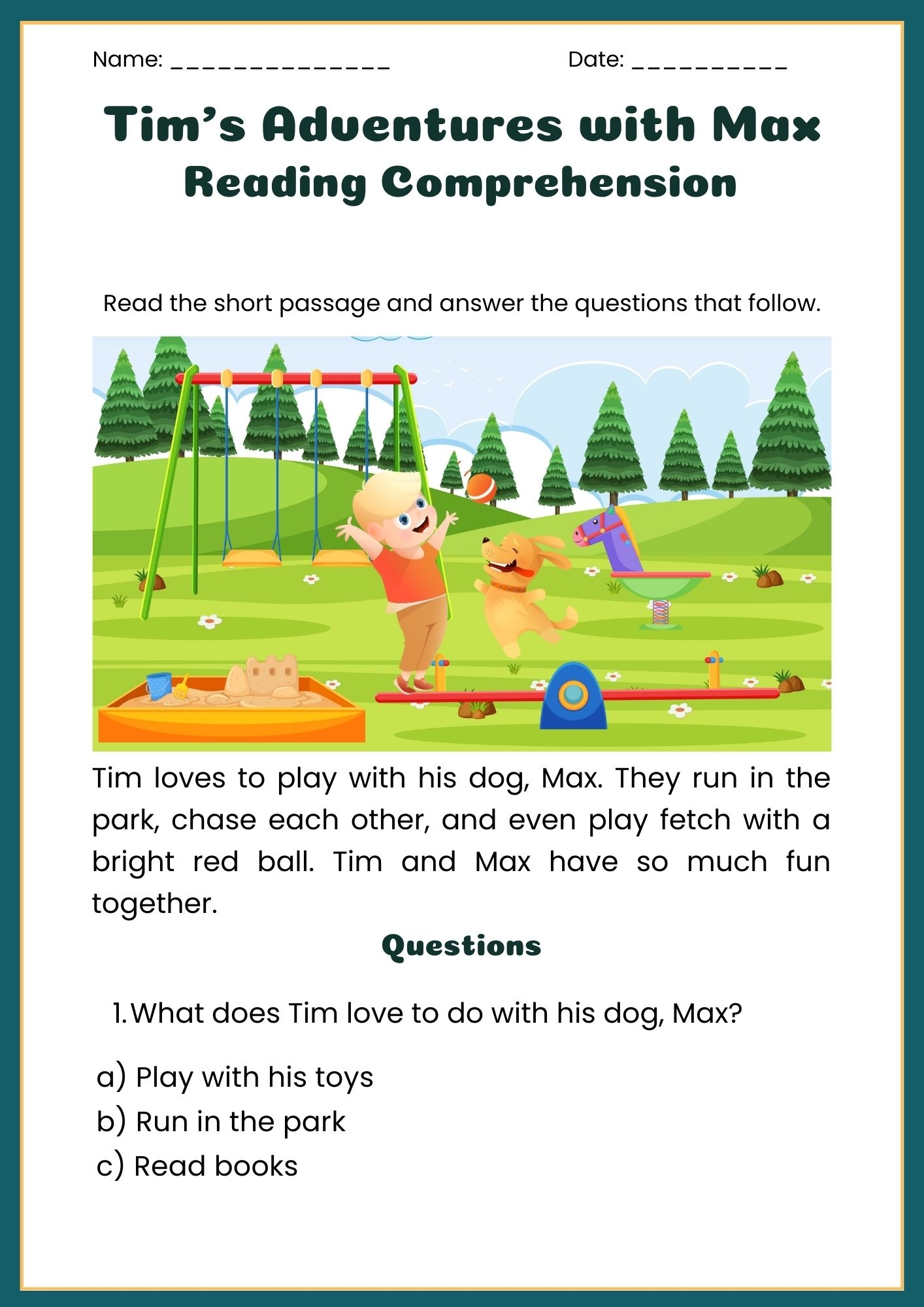 Reading Comprehension Worksheets Main Idea