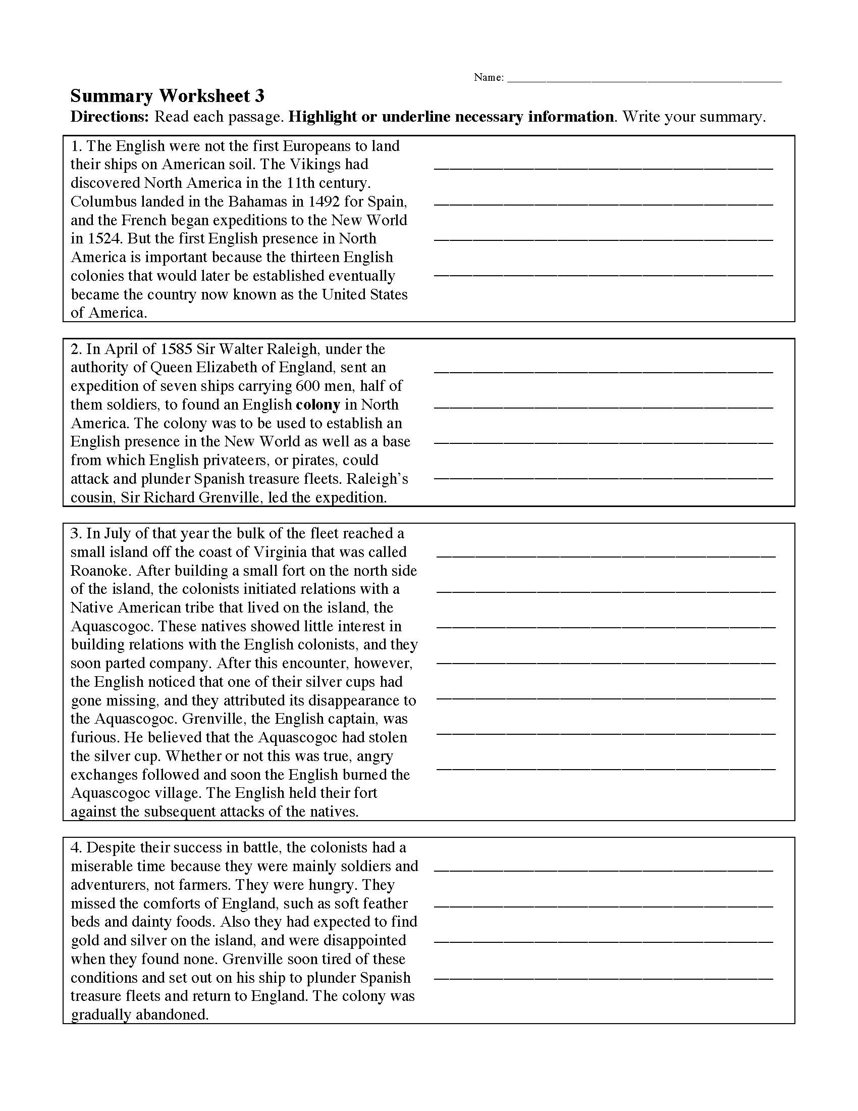 Middle School Reading Comprehension Worksheets Pdf